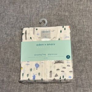 aden + anais Essentials Sleeping Bag - White with Blue and Gray Accents